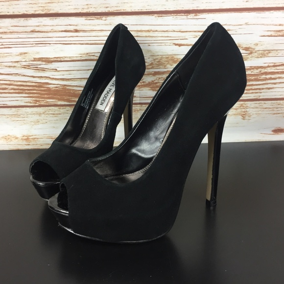Steve Madden Shoes - Steve Madden Suede Peep Toe Platform Pumps Heels